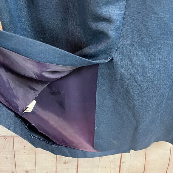 TALBOTS blue linen blend faux wrap faux skirt suit dress size 8 Vintage - Picture 9 of 9
